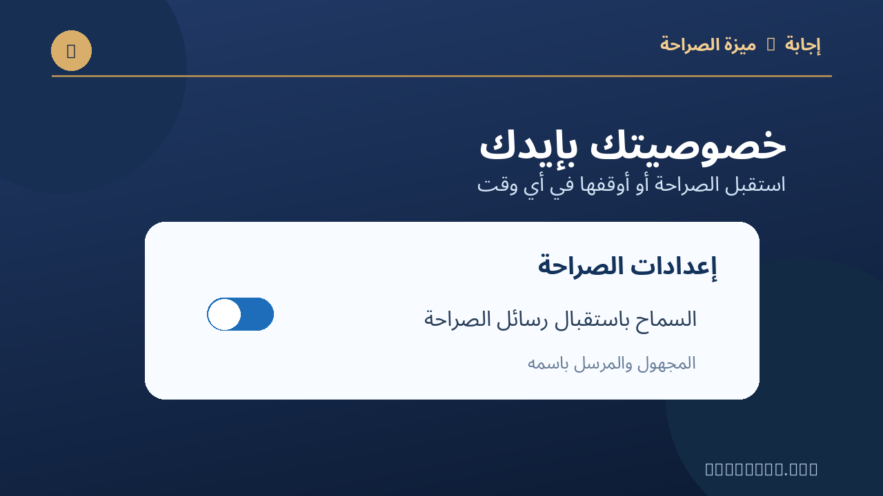 تصميم توضيحي لإعدادات تشغيل استقبال الصراحة وإيقافها